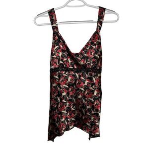 ANXIETY Y2K Indie Beaded Trim Babydoll Cami‎ Tank Top Womens Small Fairy